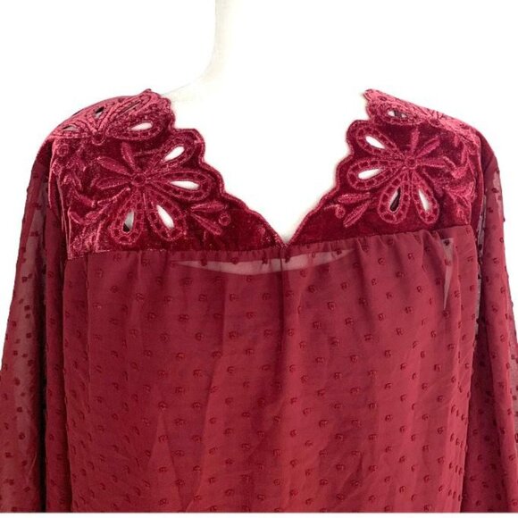 Style & Co V-Neck Swiss Dot Top Plus Size Women's Blouses Red Size 2X - Picture 7 of 13